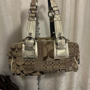 ✨SOLD Coach Mini Boston Signature C with Metallic Trim